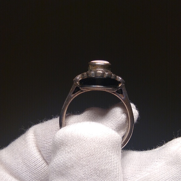 Opal, Silver, and black ring - Picture 4 of 4